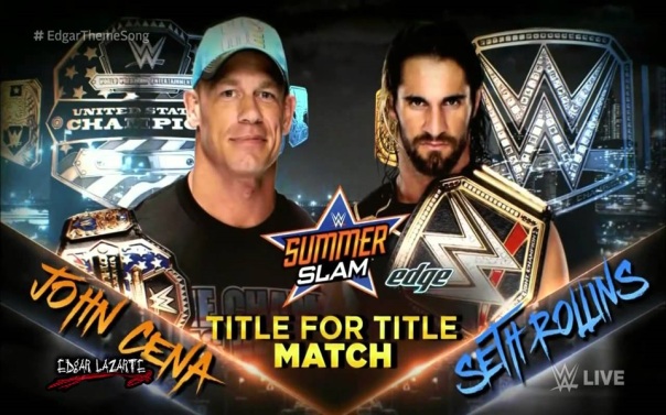 Winner Takes All Match for the WWE World Heavyweight Championship and the WWE United States Championship WWE World Heavyweight Champion Seth Rollins def. WWE United States Champion John Cena in 19:27 via pinfall after the Pedigree onto the Steel Chair to remain the WWE World Heavyweight Champion and became the New WWE United States Champion. Rating: 9.5/10